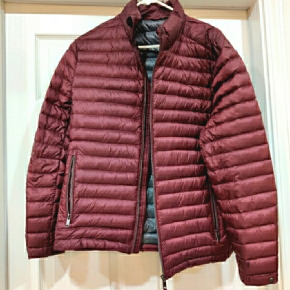 Dark Maroon Burgundy Bordeaux Down Puffer Zip Zara Jacket